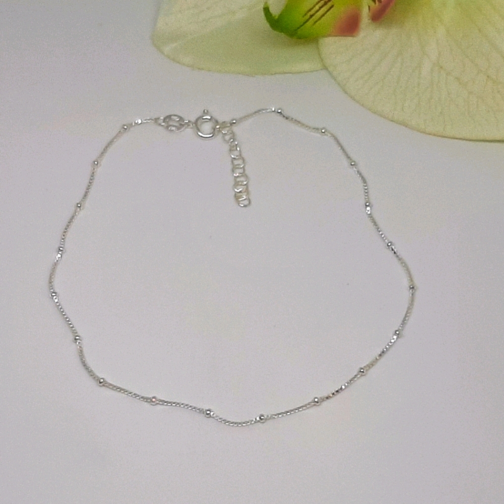 Italian Crafted Sterling Silver Ankle Bracelet